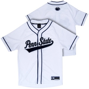 white Penn State baseball jersey with Athletic Logo on back